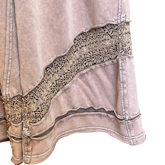 Oli & Hali Mineral Wash Wide Leg Lace Crochet Boho Pants Tan DS7090 L - Picture 10 of 10